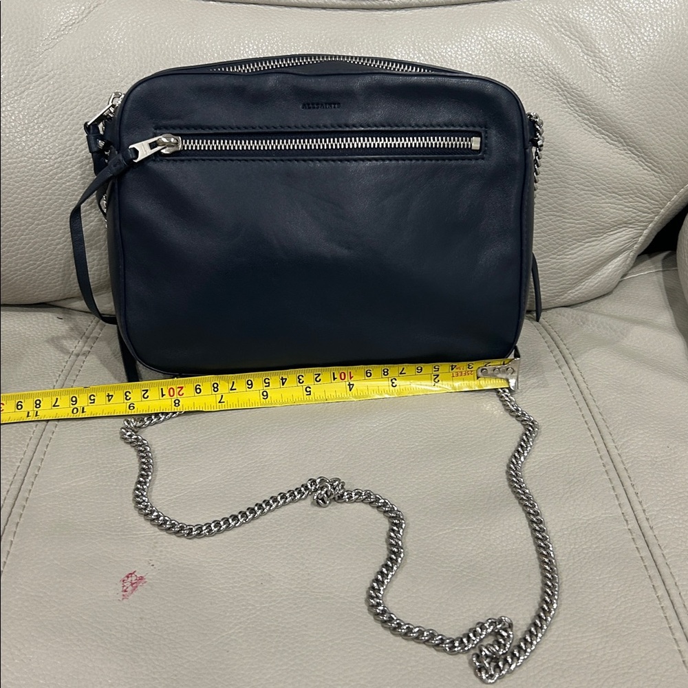 All Saints navy blue cross body bag with Matte Finish